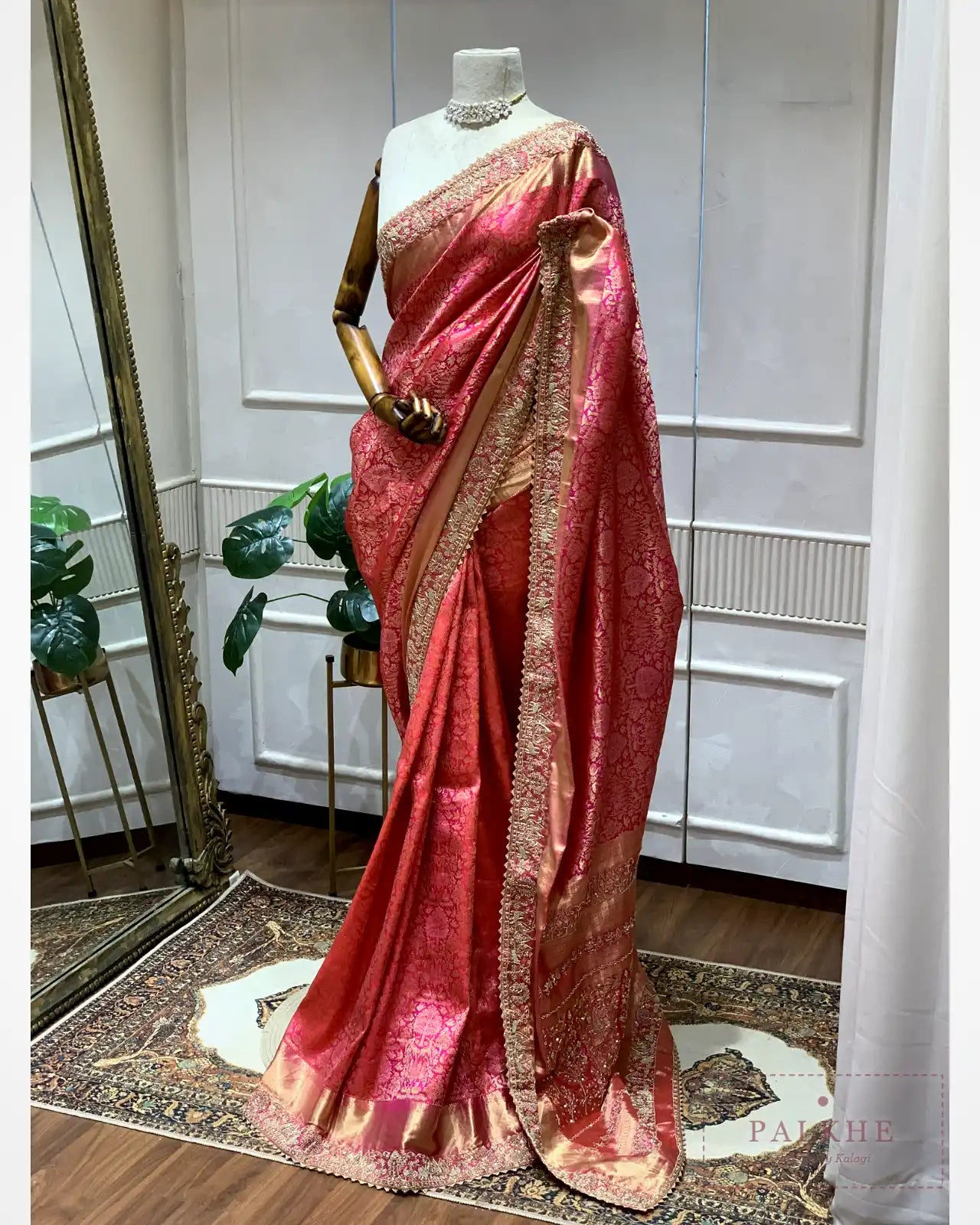 Rani Pink Pure Silk Kanjivaram x Hand Embroidery
