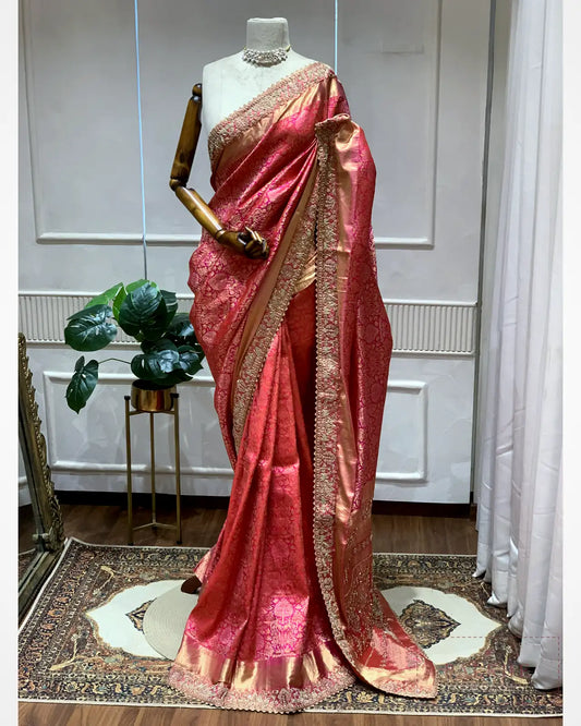 Rani Pink Pure Silk Kanjivaram x Hand Embroidery