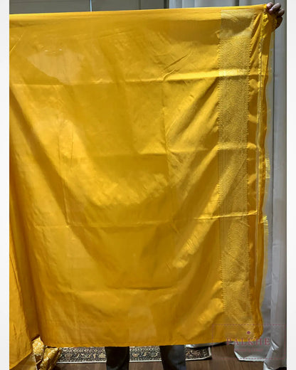 Yellow Banarasi Floral Jaal in Pure Silk
