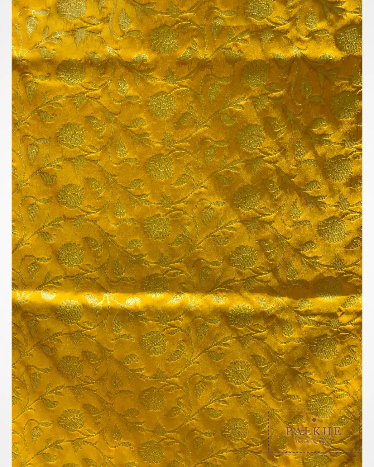 Yellow Banarasi Floral Jaal in Pure Silk