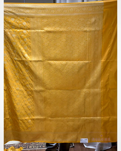 Yellow Banarasi Floral Jaal in Pure Silk
