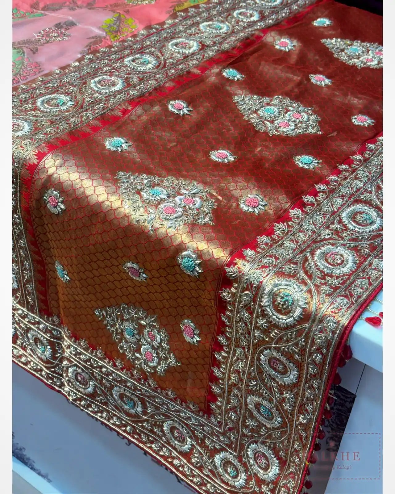 Multicolor Pure Katan Silk Banarasi x Hand Embroidery