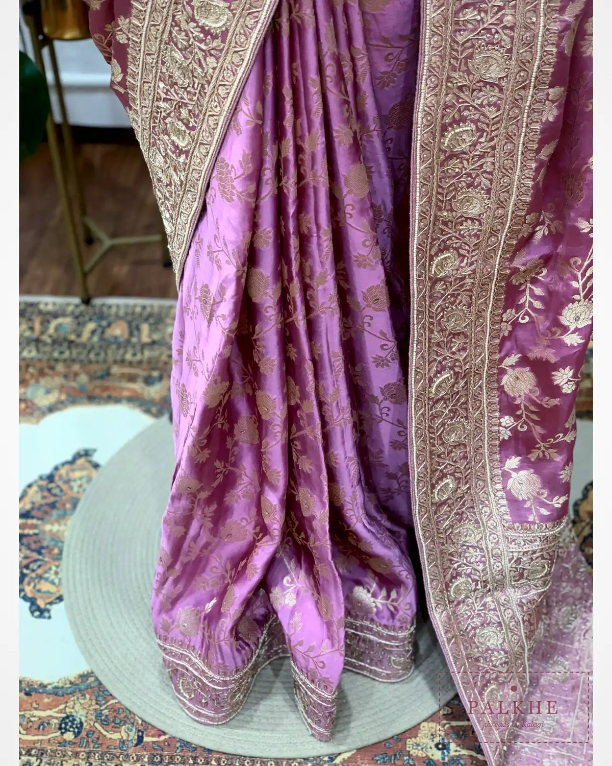 Lavender Mashru Silk Fancy x Hand Embroidery