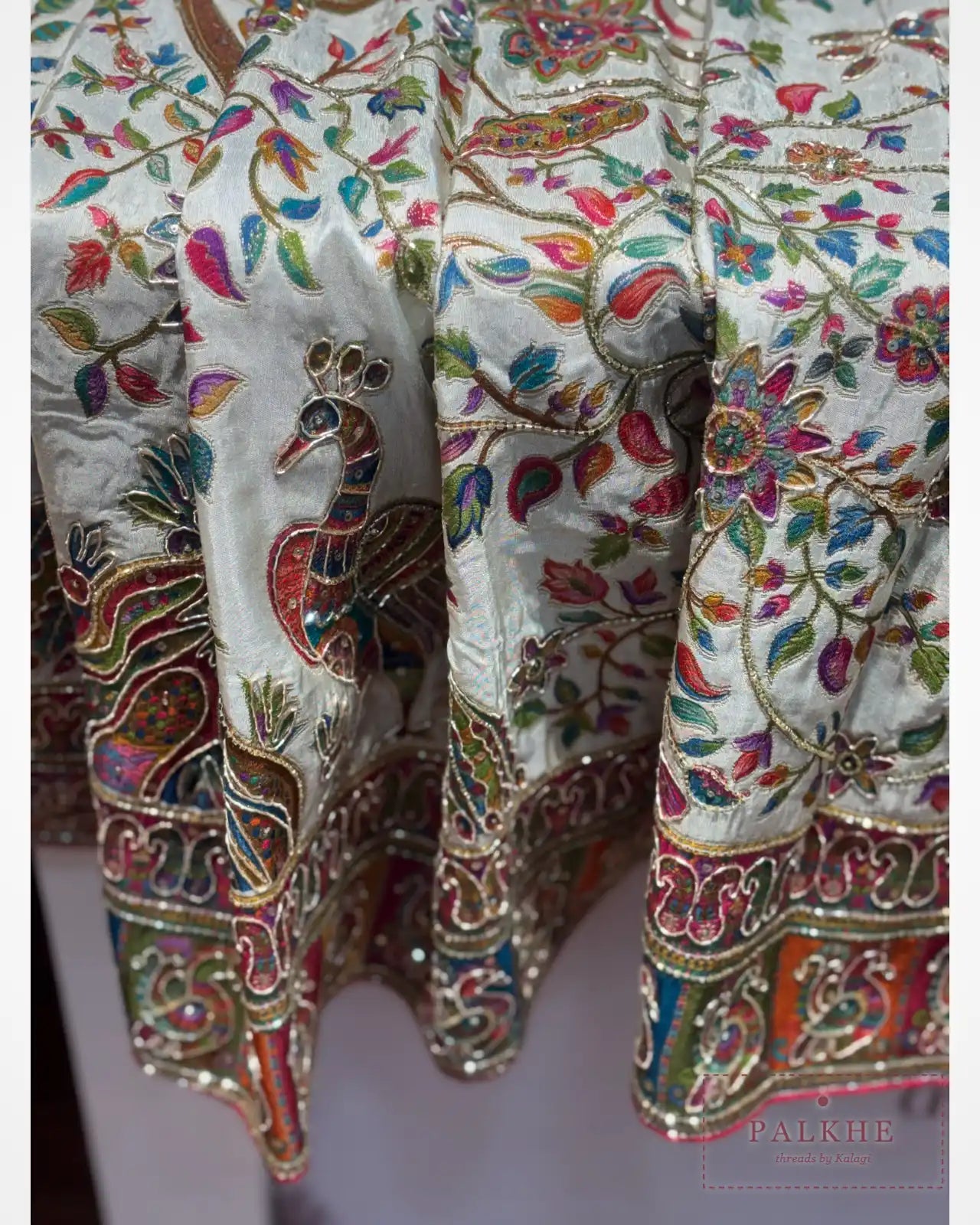 Multicolor Silk Pashmina x Hand Embroidery