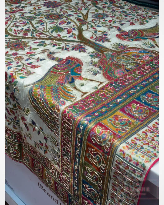 Multicolor Silk Pashmina x Hand Embroidery