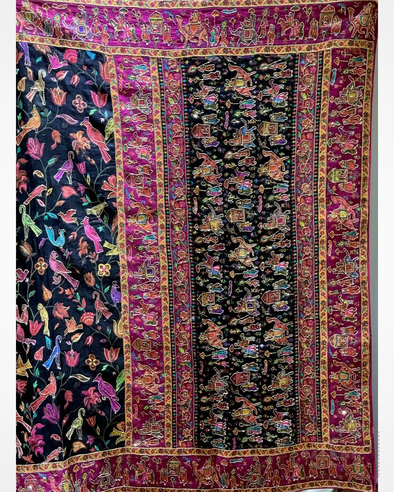 Black Pashmina x Hand Embroidered