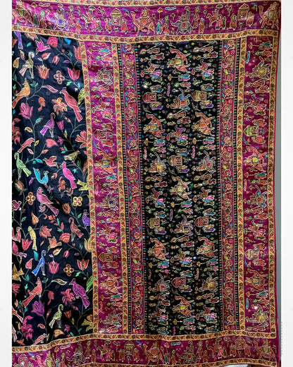Black Pashmina x Hand Embroidered