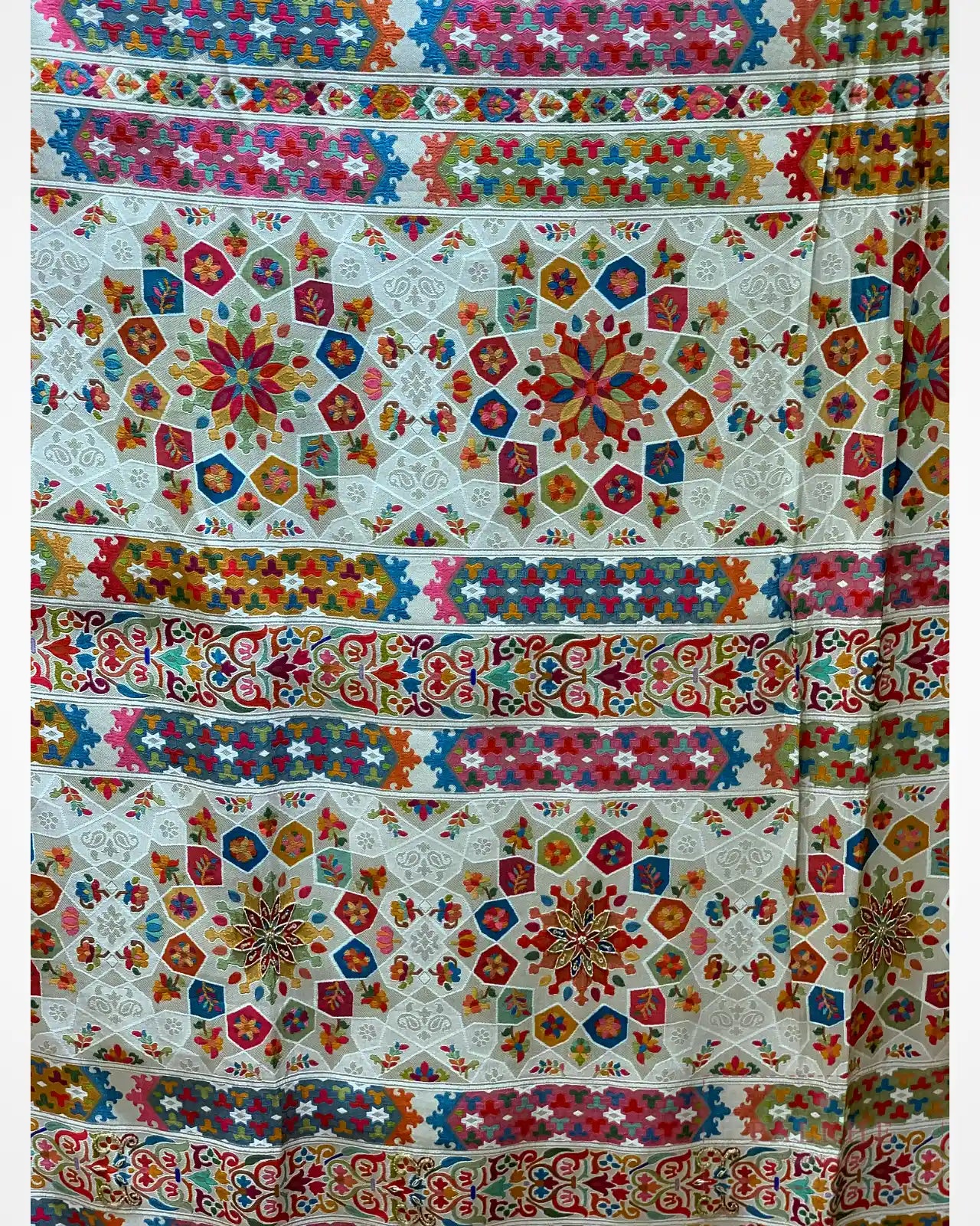 Cream Meenakari Pashmina x Hand Embroidery
