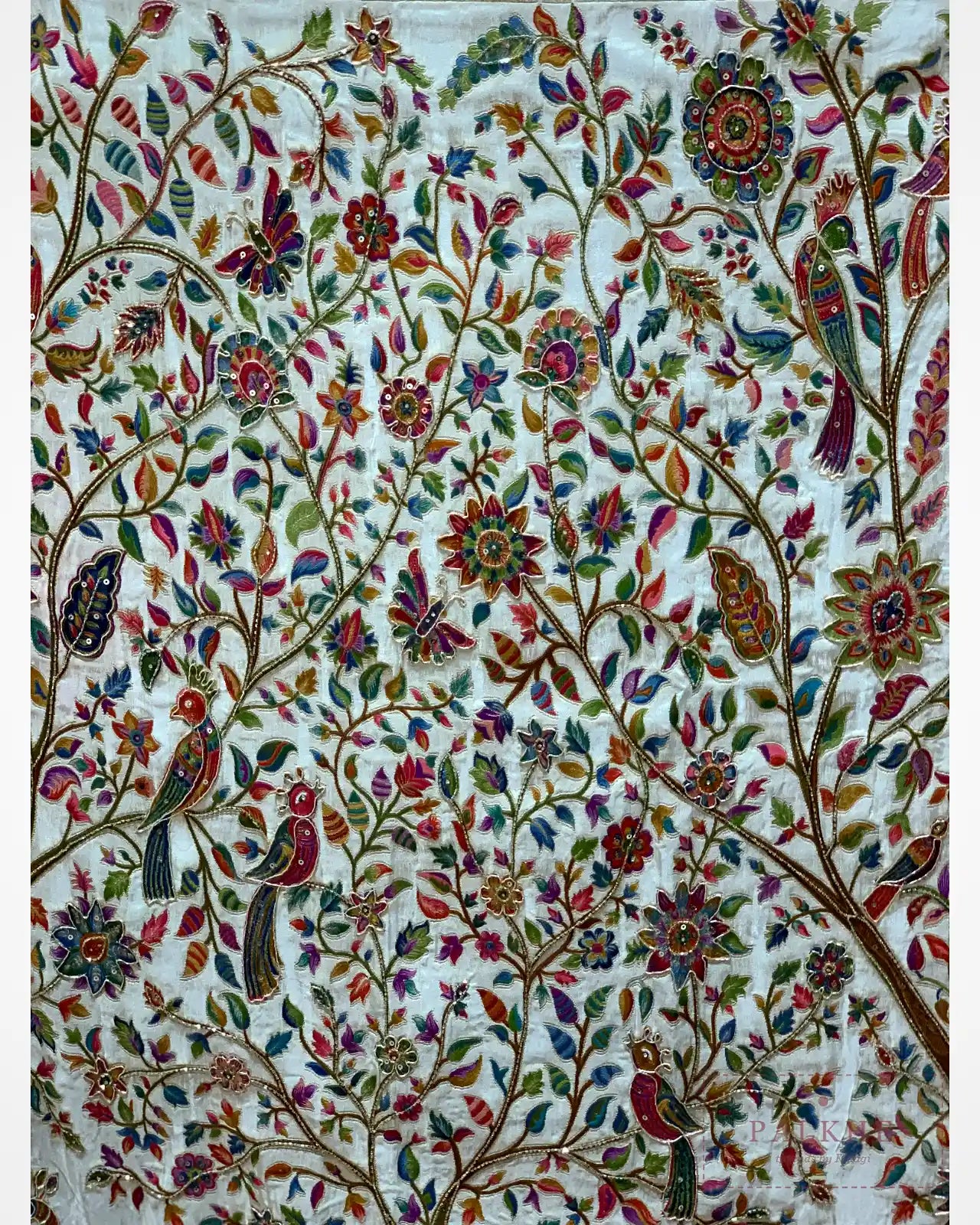 Cream Traditional Motifs Pashmina x Hand Embroidery