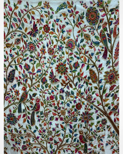 Cream Traditional Motifs Pashmina x Hand Embroidery