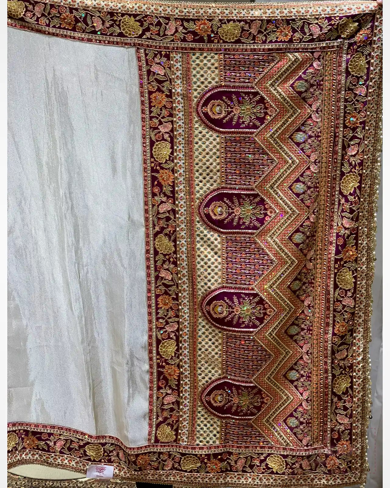 Gold Tissue Silk Pashmina x Hand Embroidery