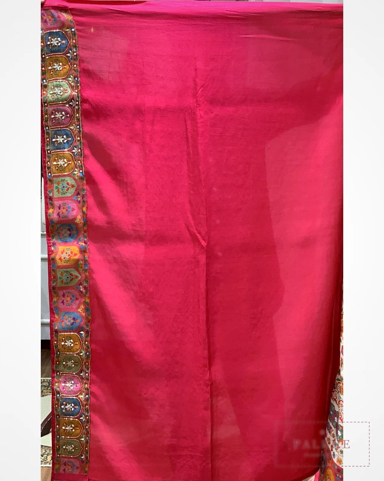 Cream Meenakari Pashmina x Hand Embroidery