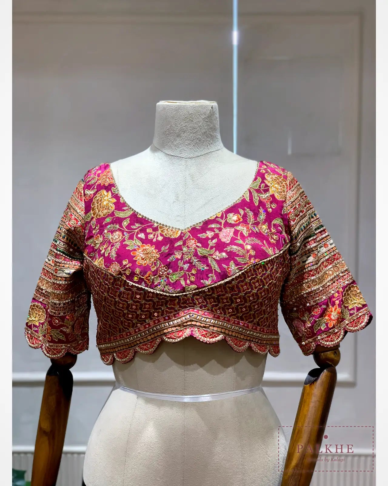 Gold Tissue Silk Pashmina x Hand Embroidery