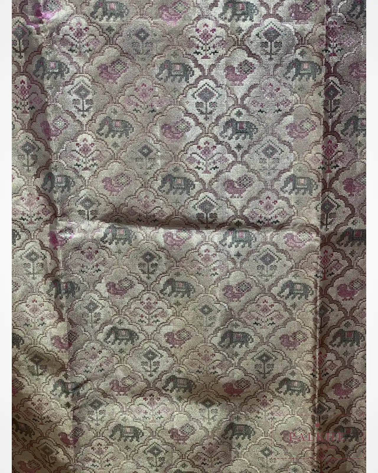 Ornate Gold Kanjivaram Animal Motifs in Tissue Brocade Silk
