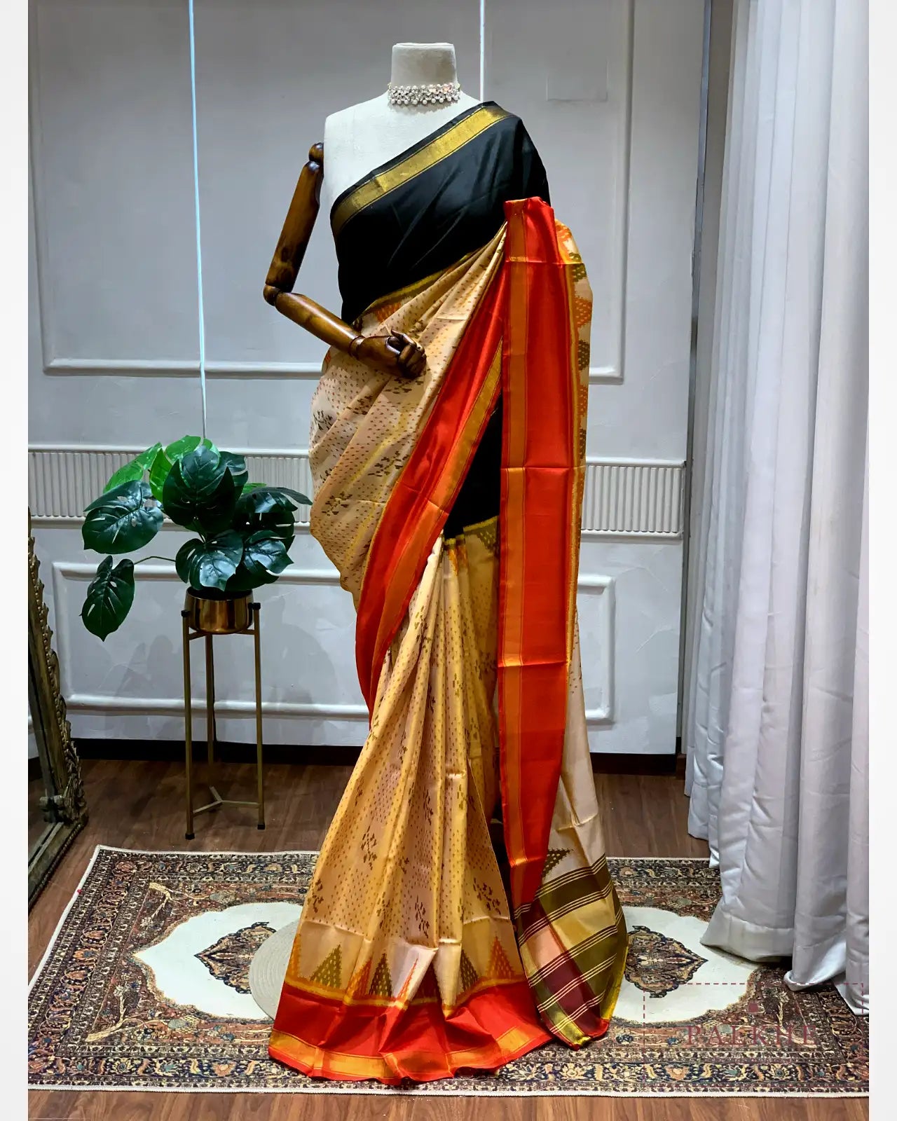 Beige Patola in Pure Silk