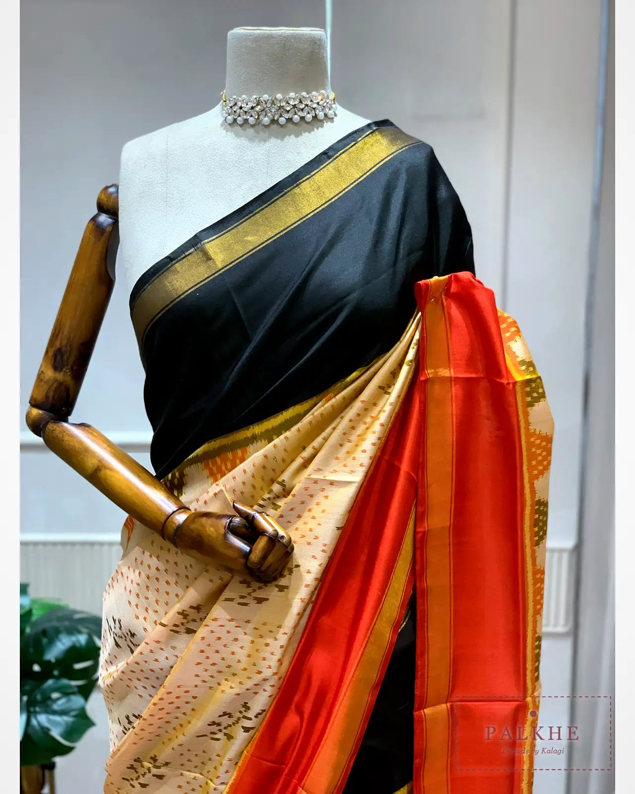 Beige Patola in Pure Silk