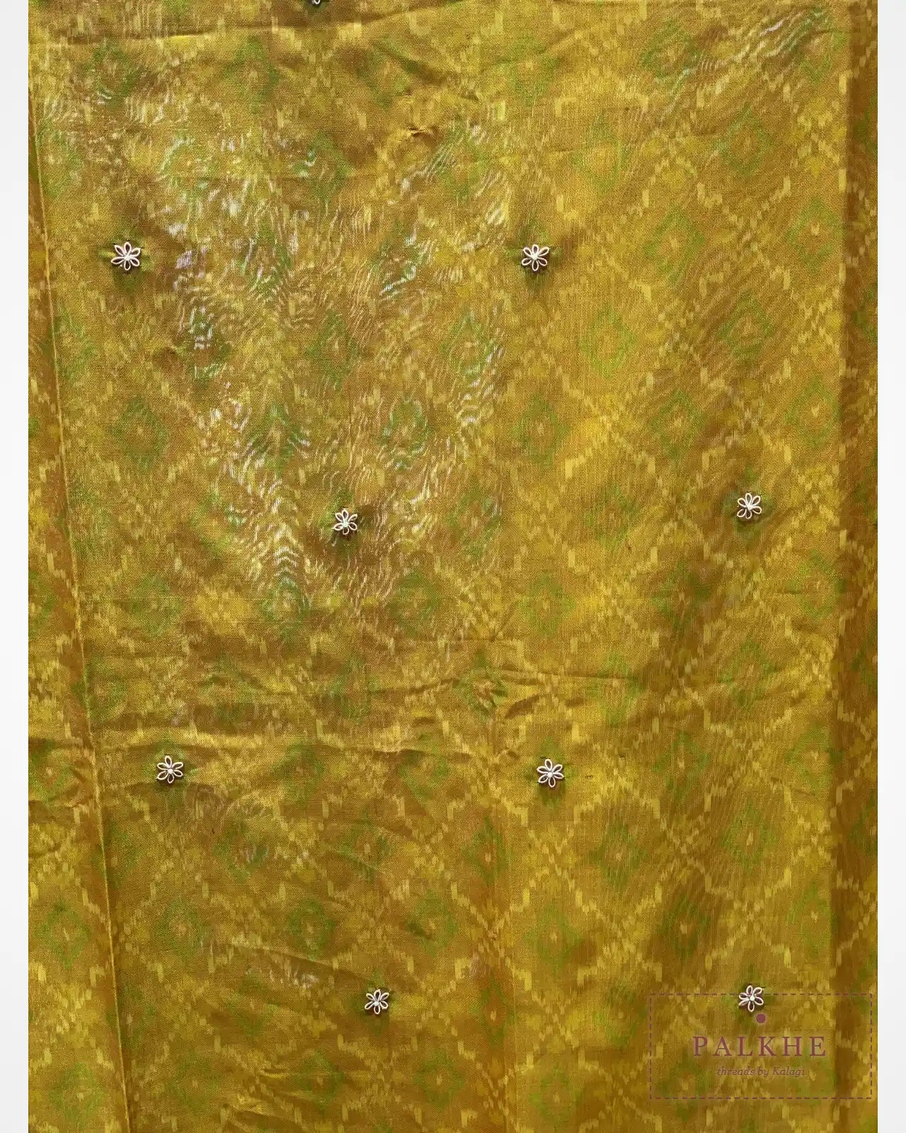 Mustard Yellow Pure Silk Patola x Hand Embroidery