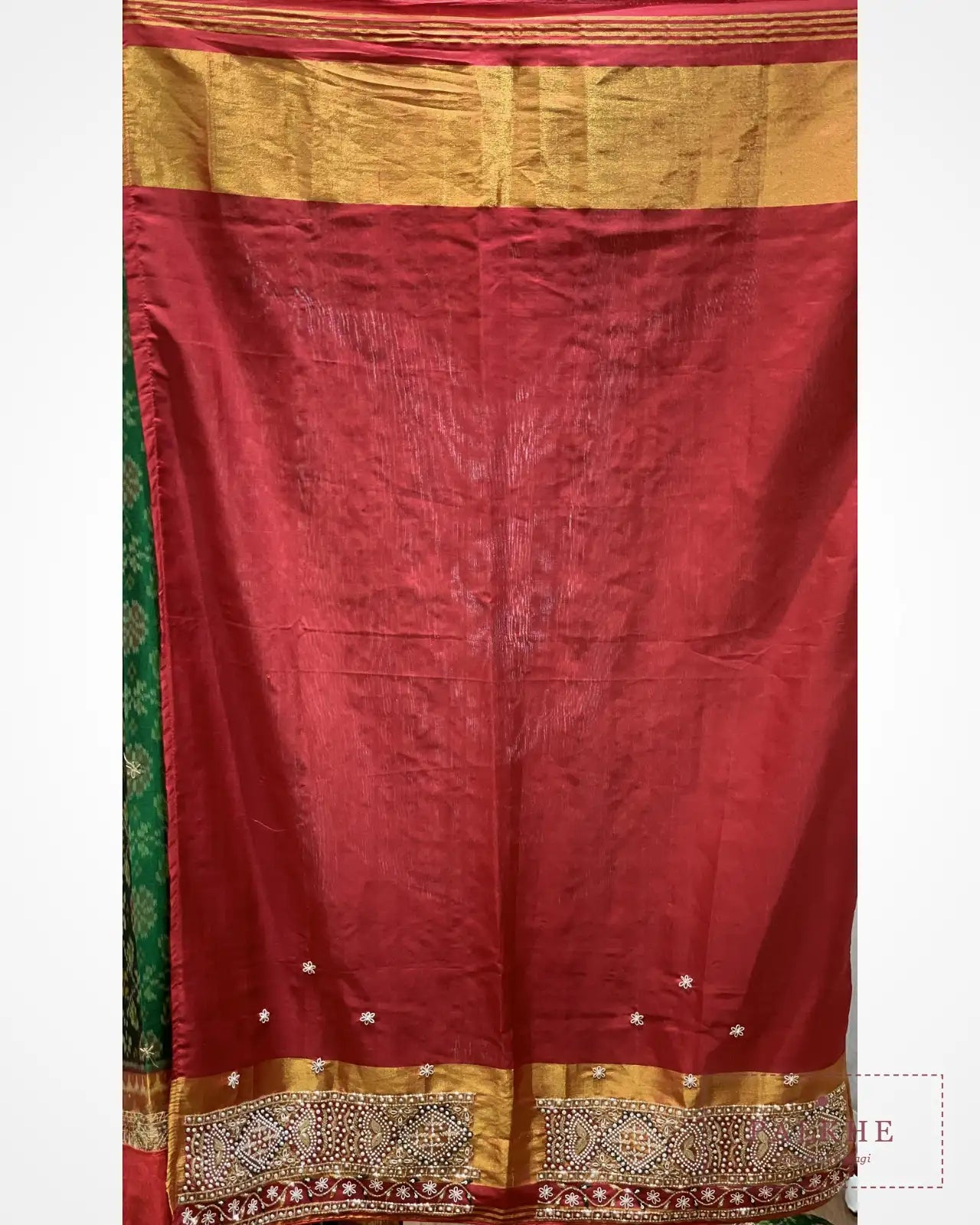 Bottle Green Pure Silk Patola x Hand Embroidery