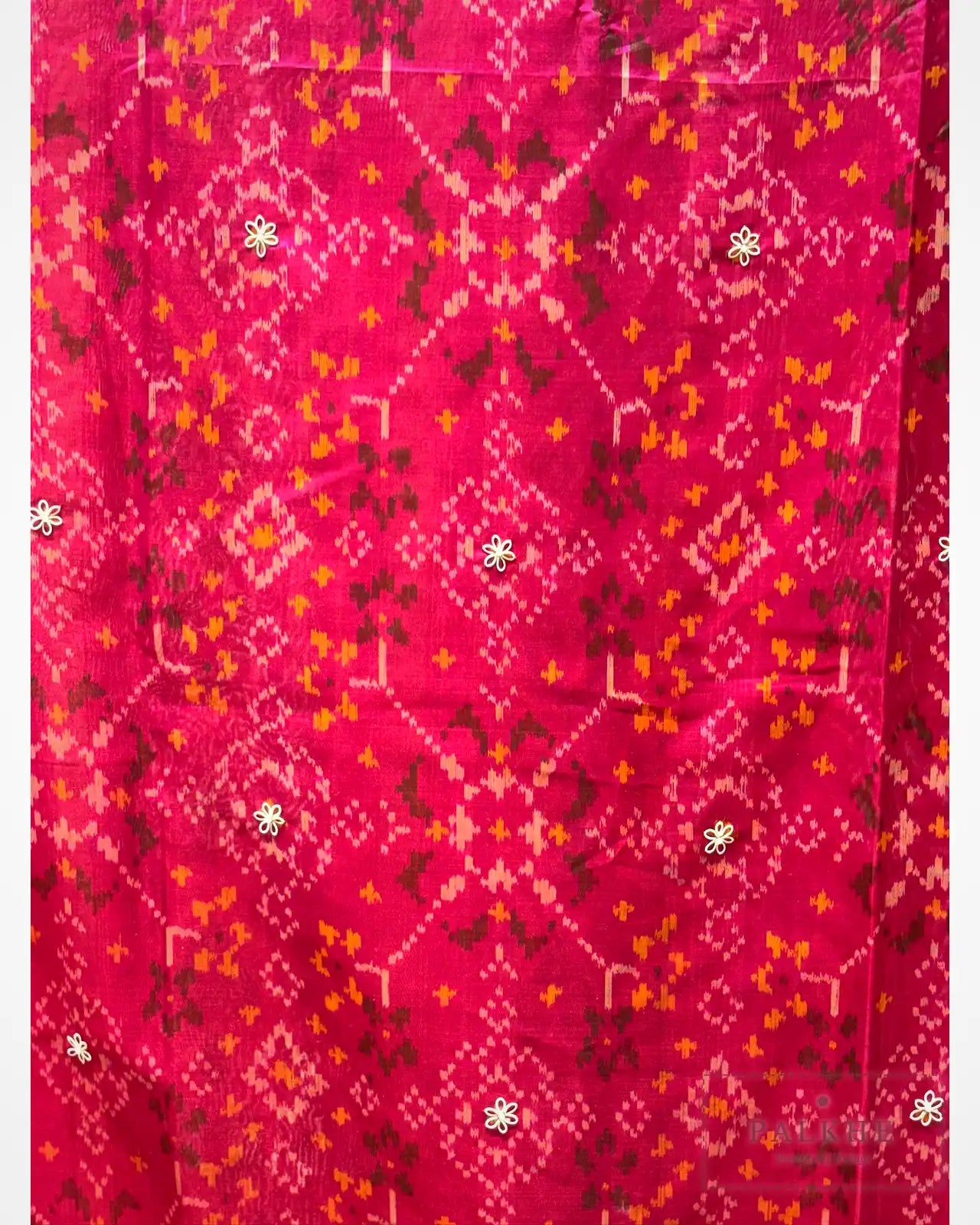 Rani Pink Pochampally Patola x Hnad Embroidery