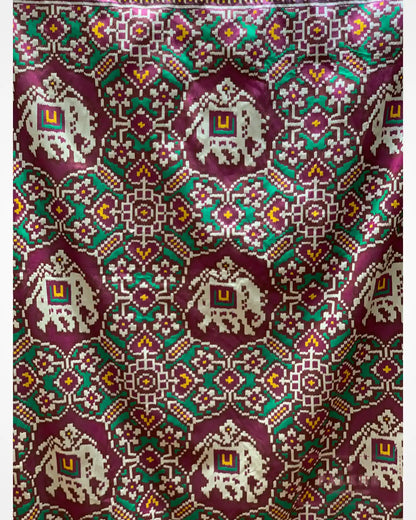 Wine Semi Silk Patola x Hand Embroidery