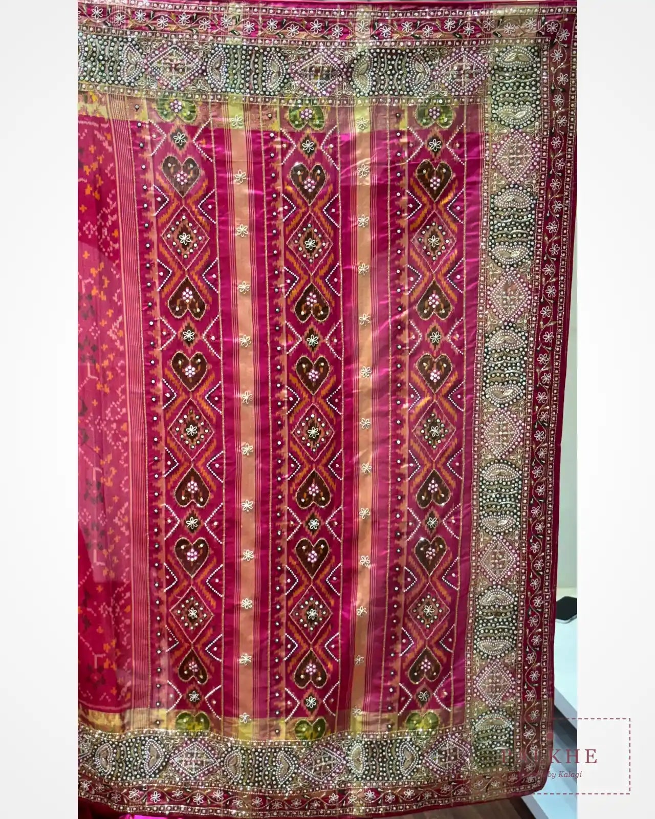 Rani Pink Pochampally Patola x Hnad Embroidery