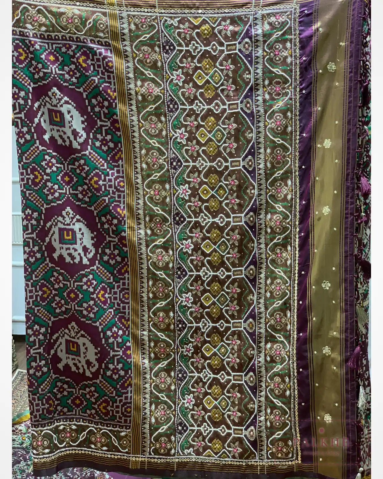 Wine Semi Silk Patola x Hand Embroidery