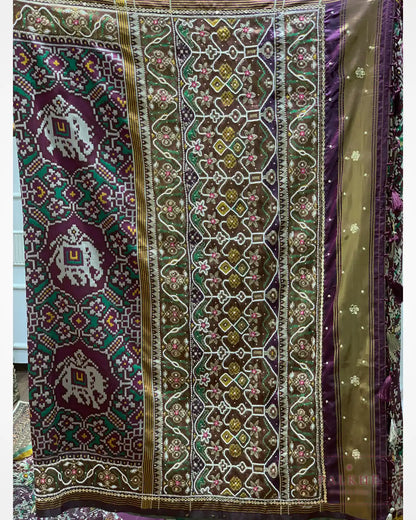 Wine Semi Silk Patola x Hand Embroidery
