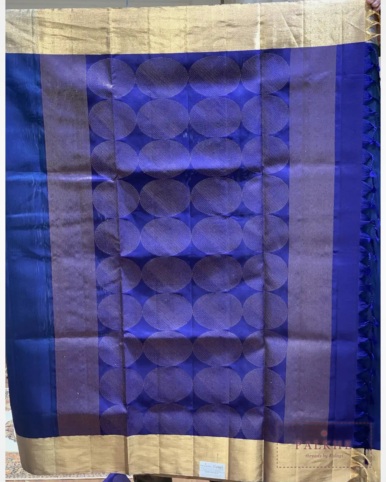 Royal Blue Pure Silk Geometric