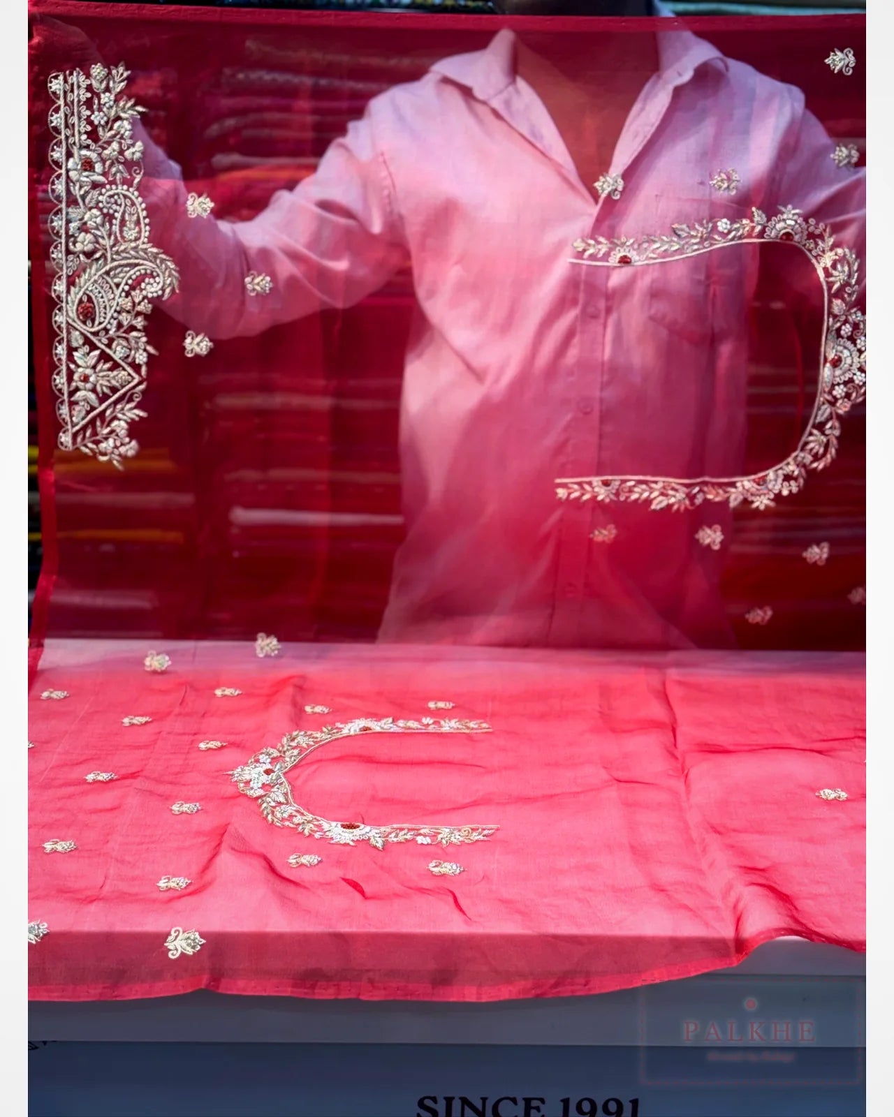 Red Organza Fancy x Hand Embroidery