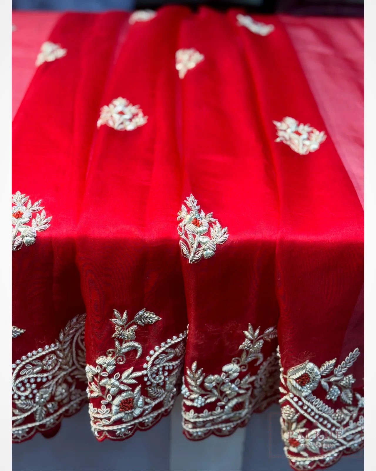 Red Organza Fancy x Hand Embroidery