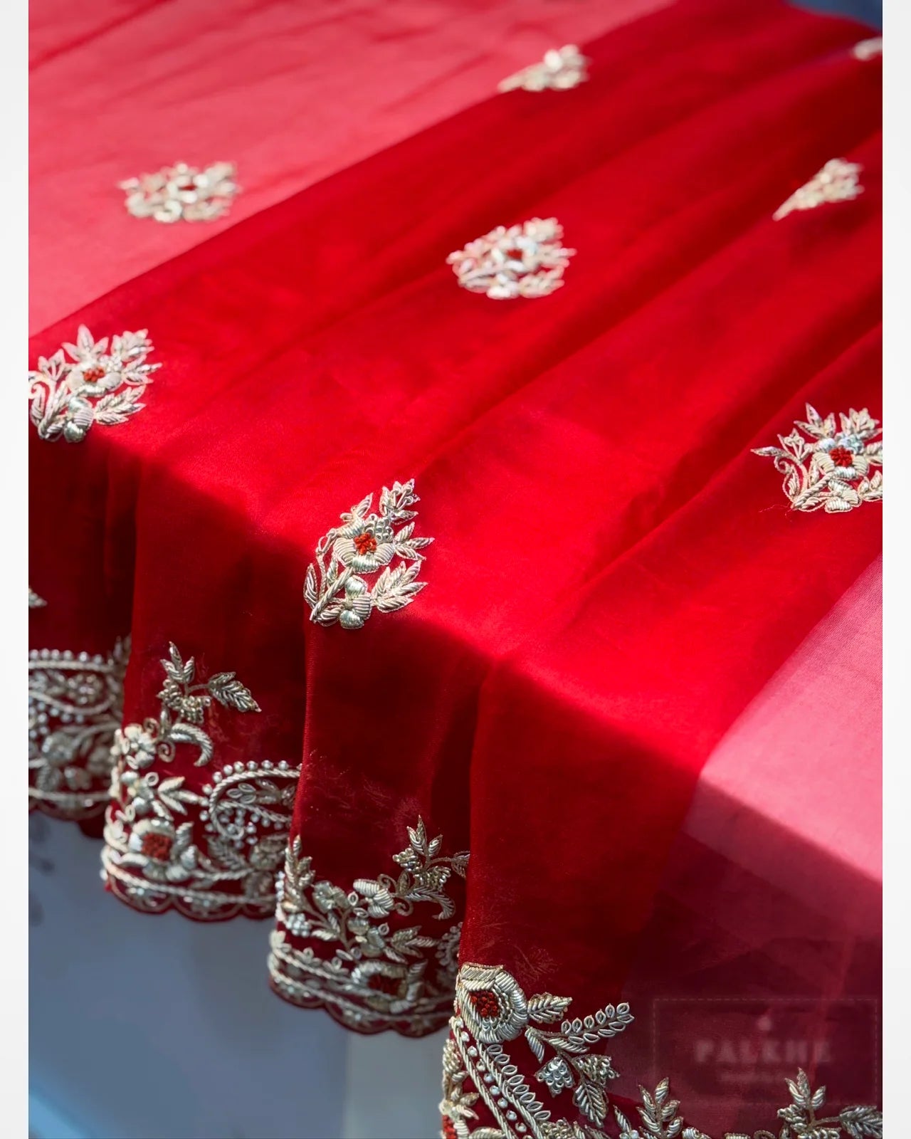 Red Organza Fancy x Hand Embroidery