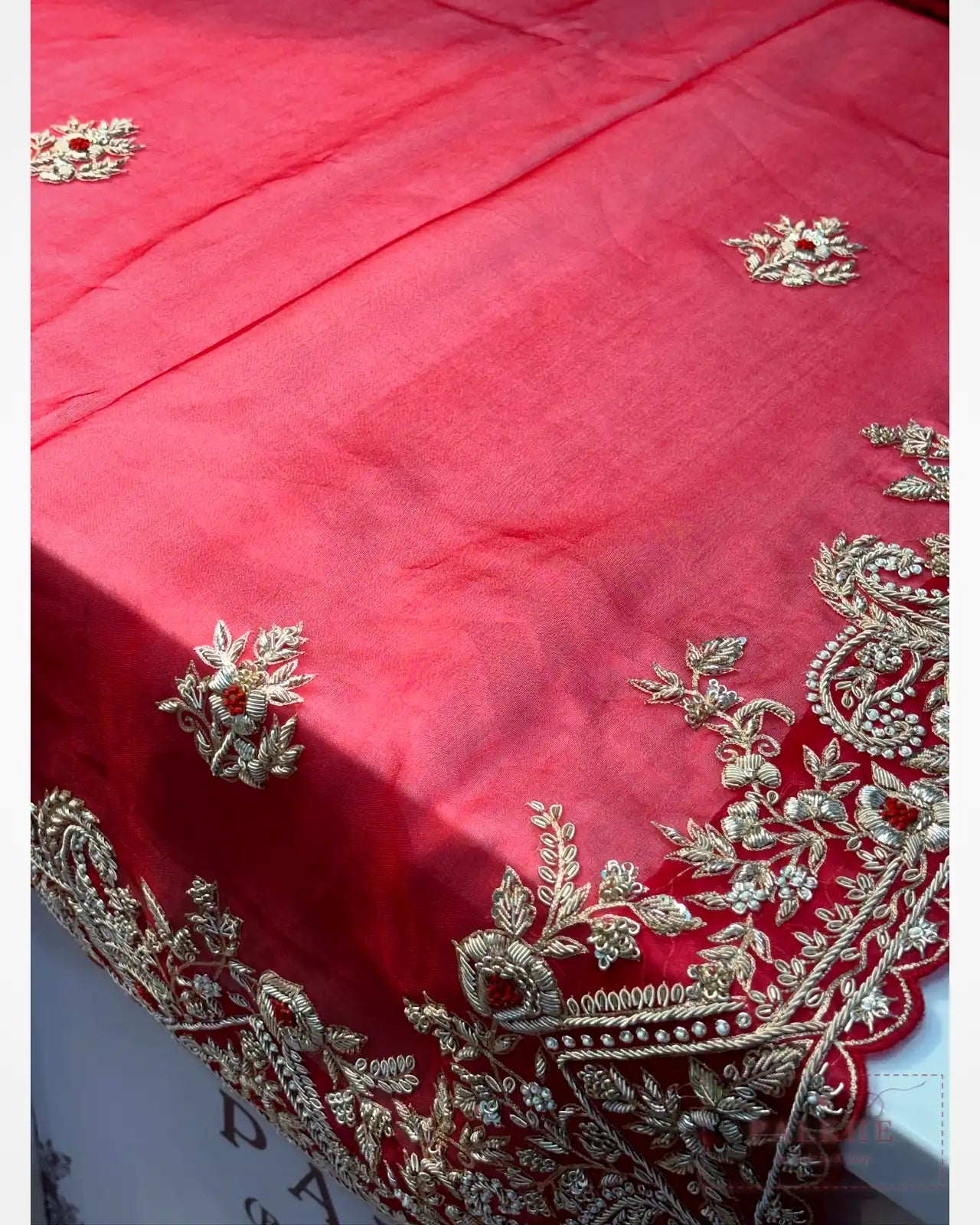 Red Organza Fancy x Hand Embroidery