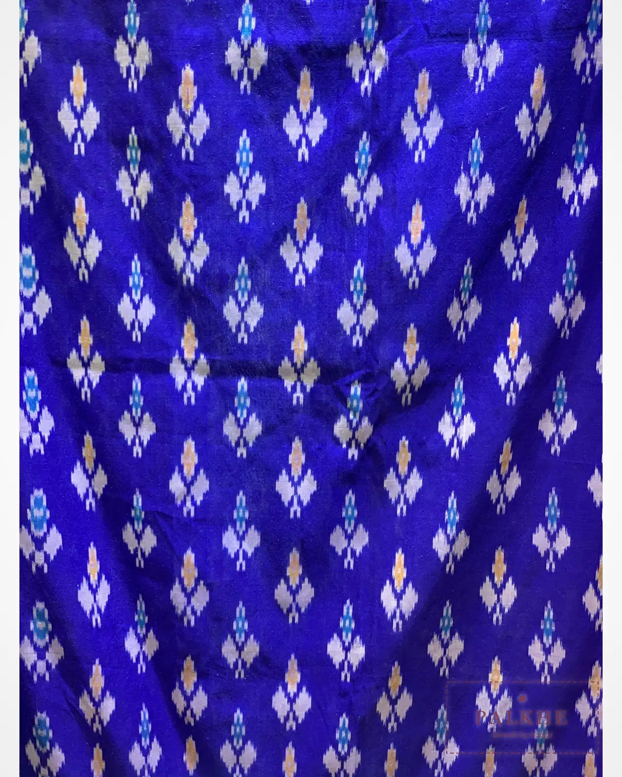 Royal Blue & Rama Green Pure Pochampally Patola x Hand Embroidery