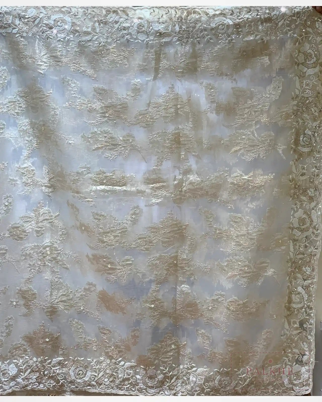 Off White Organza Tissue x Hand Embroidery