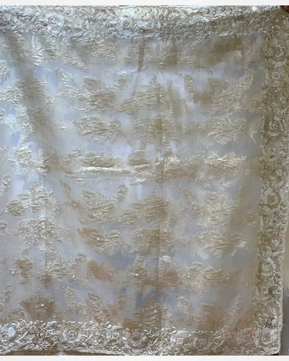 Off White Organza Tissue x Hand Embroidery