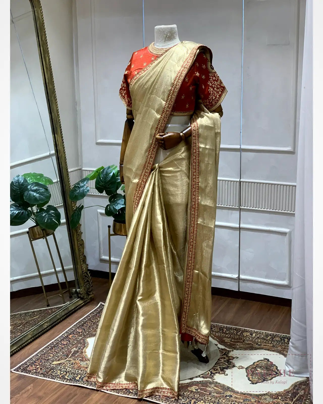 Golden Tissue Silk x Hand Embroidery