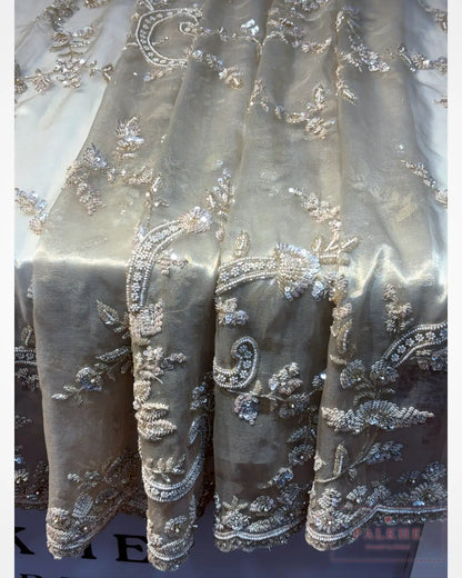 Beige Silk Tissue x Hand Embroidery
