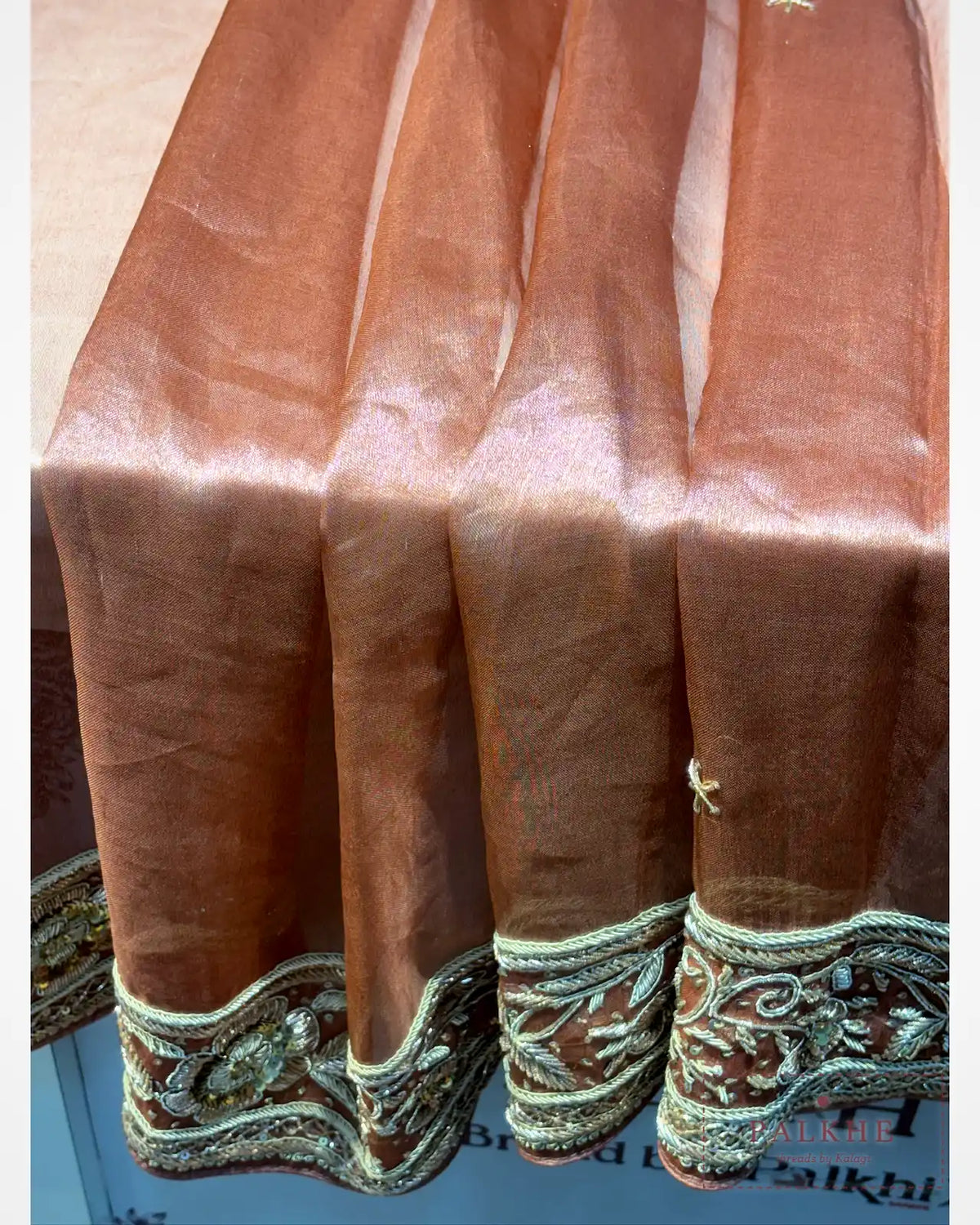 Peach Silk Tissue x Hand Embroidery