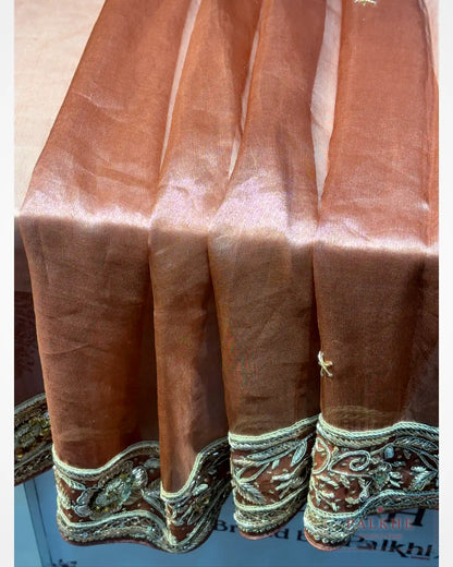 Peach Silk Tissue x Hand Embroidery