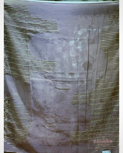 Lavender Floral Jaal Tissue Silk x Hand Embroidery