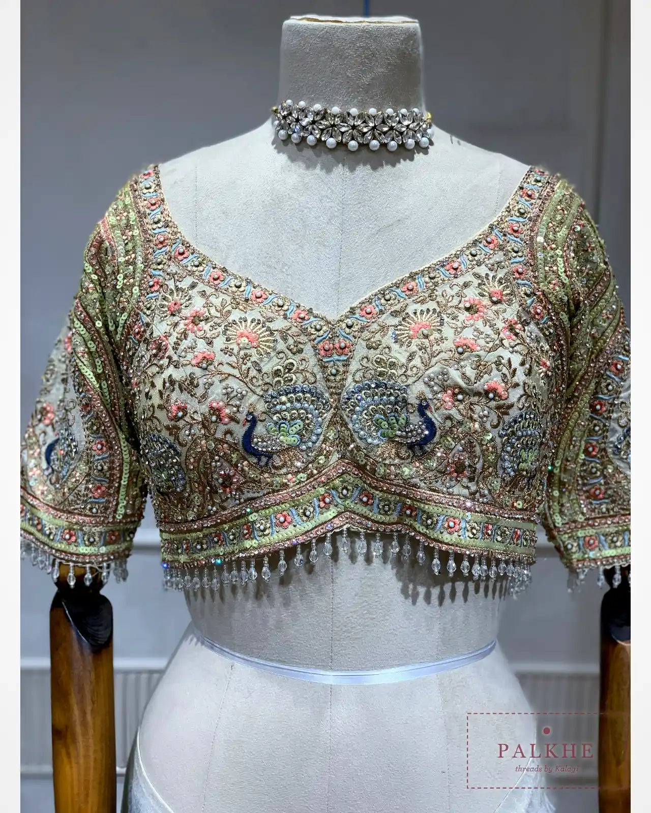Ivory Pure Silk Tissue x Hand Embroidery