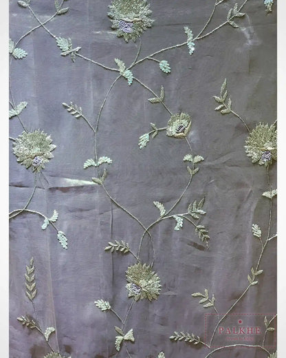 Lavender Floral Jaal Tissue Silk x Hand Embroidery