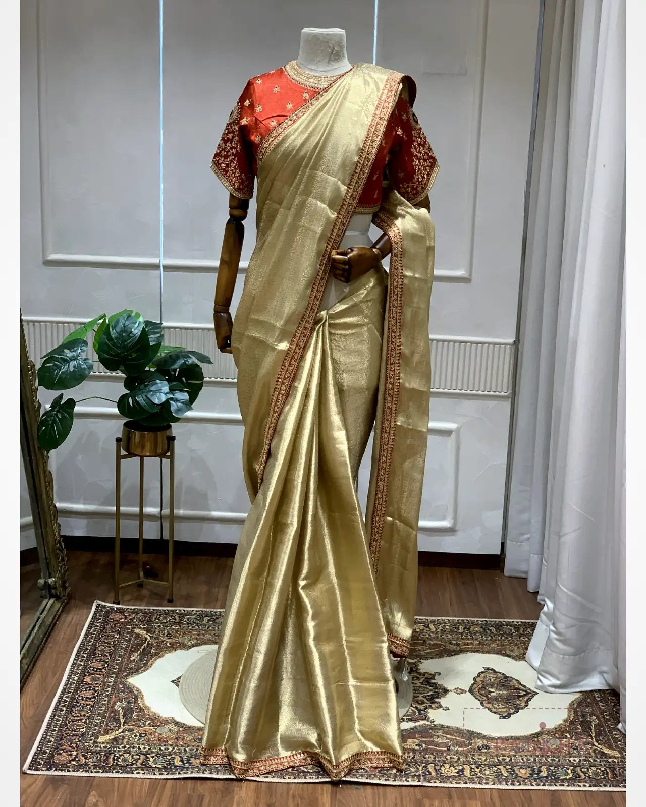 Golden Tissue Silk x Hand Embroidery