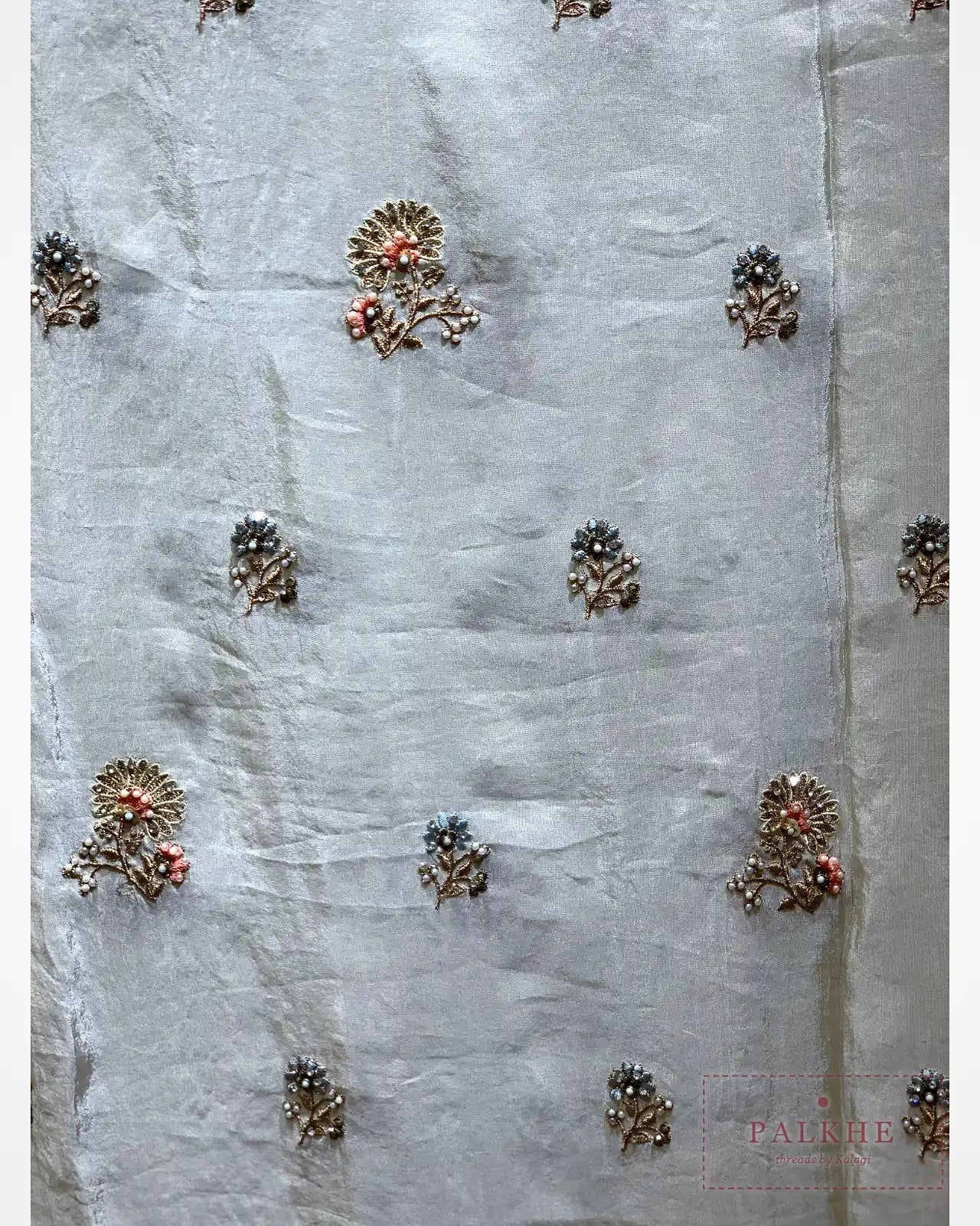 Ivory Pure Silk Tissue x Hand Embroidery