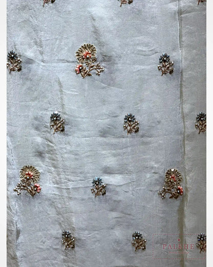 Ivory Pure Silk Tissue x Hand Embroidery