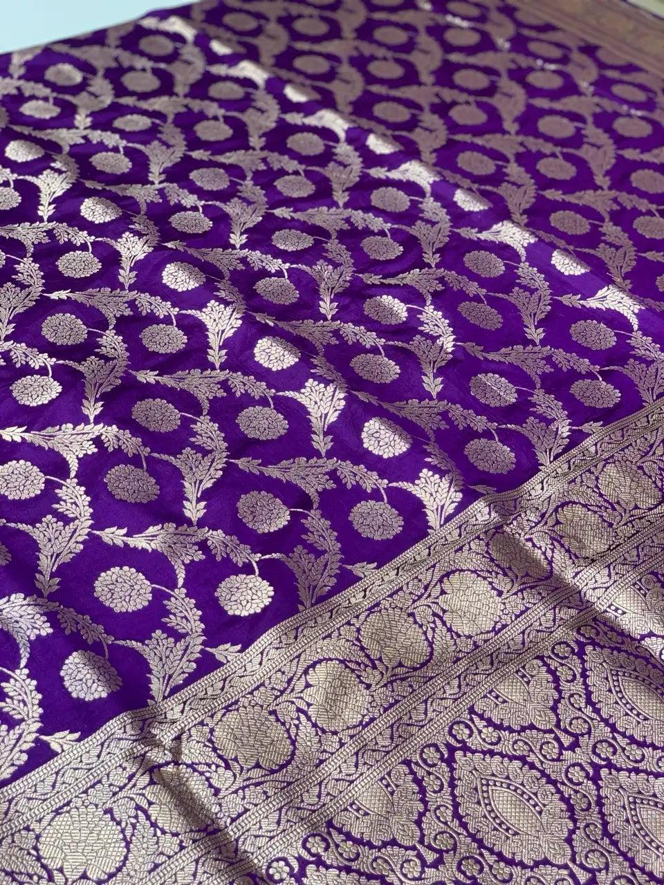 Purple Banarasi in Pure Katan Silk