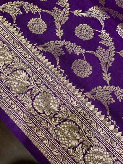 Purple Banarasi in Pure Katan Silk